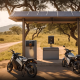 Motorcycles parked at recharging station in Somalia